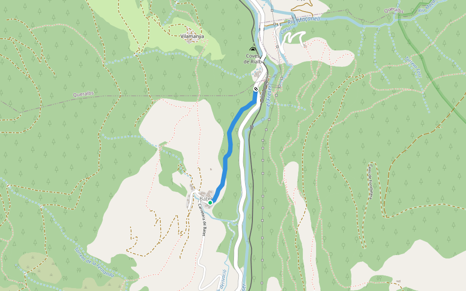 Camí vell de Batet walking route map in Ribes de Freser