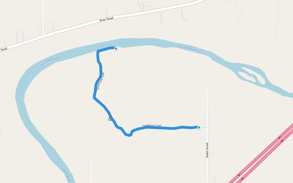 Sycamore Trail walking route map in Madison