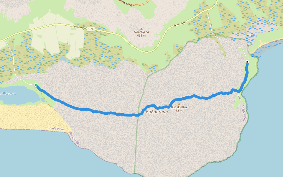 Klettsgata walking route map in Búðir