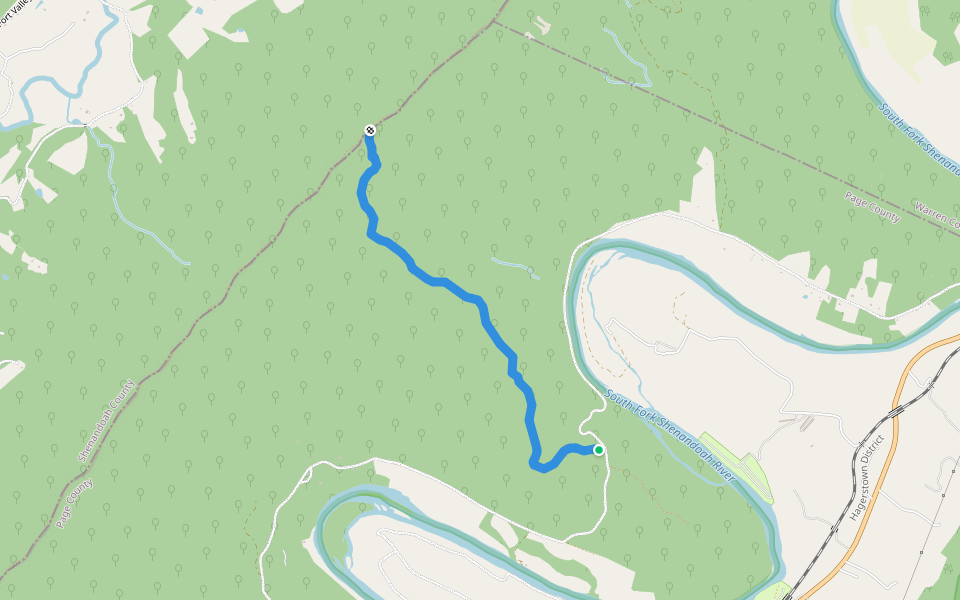 Indian Grave Ridge Tr (purple) walking route map in Luray