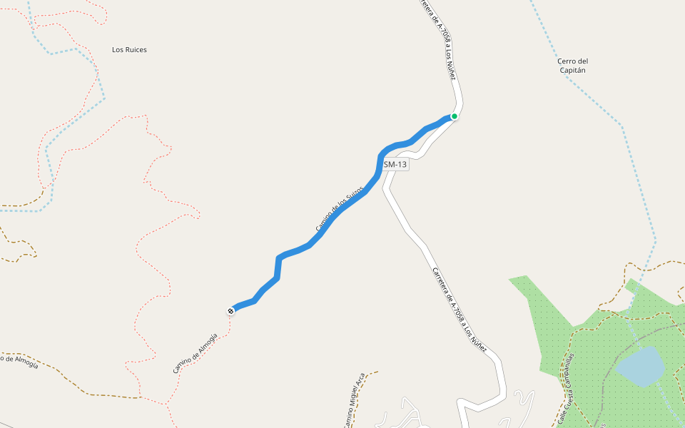 Camino de los Suizos walking route map in Almogía