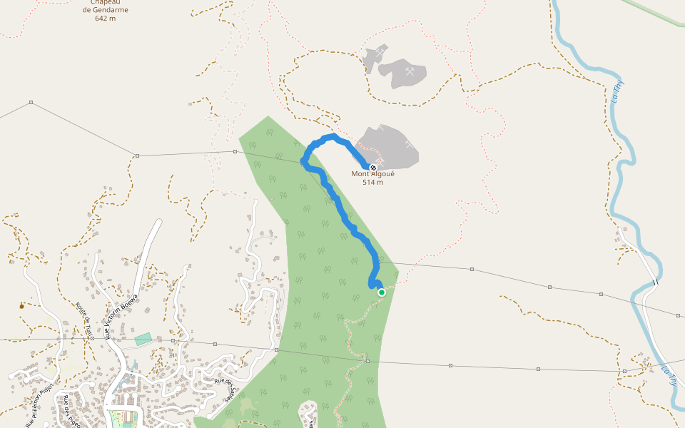 Sentier du Mont Algoué walking route map in Dumbéa