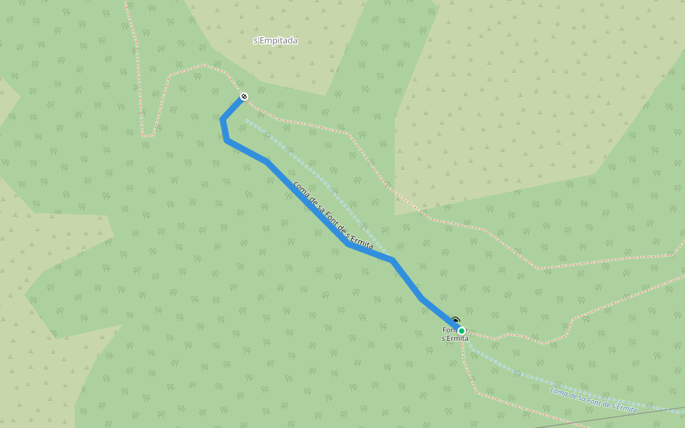 coma de sa Font de s'Ermita walking route map in Calvià