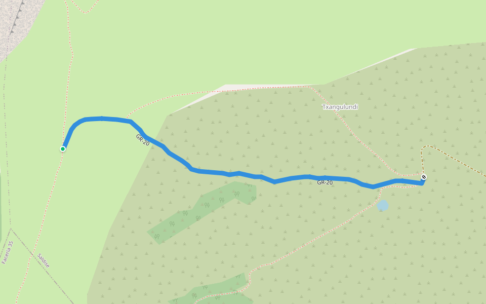 GR-20 walking route map in Ollo