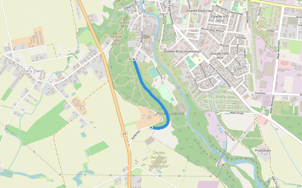 Bydgoska walking route map in Stary Dwór