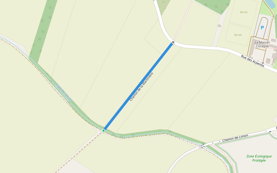Chemin de la Martinière walking route map in Vauhallan