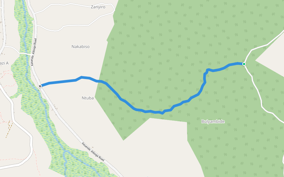 Bulyambide Ridge walking route map in Bulyambide