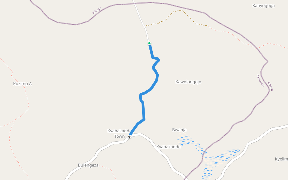 Tiger Jammies walking route map in Bwanja