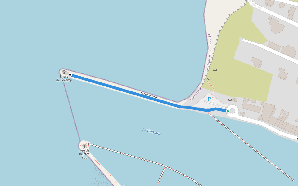 Jetée Nord walking route map in Fécamp
