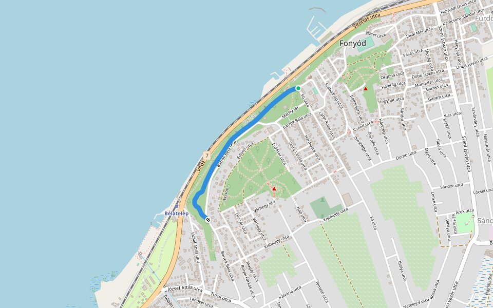 Szaplonczay sétány walking route map in Fonyód