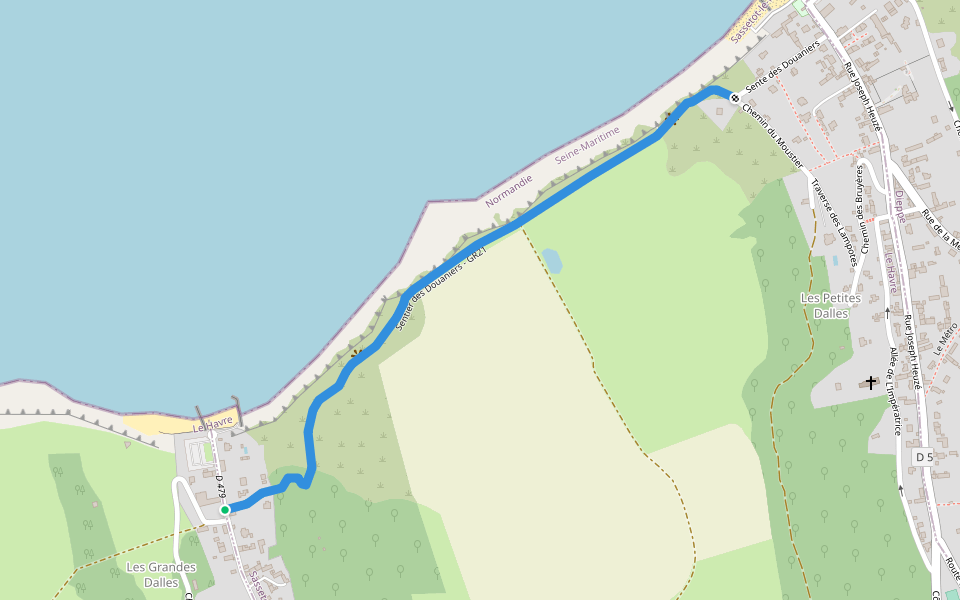 Sentier des Douaniers - GR21 walking route map in Sassetot-le-Mauconduit