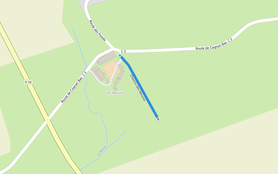 Chemin des Meures walking route map in Vaux d'Amognes