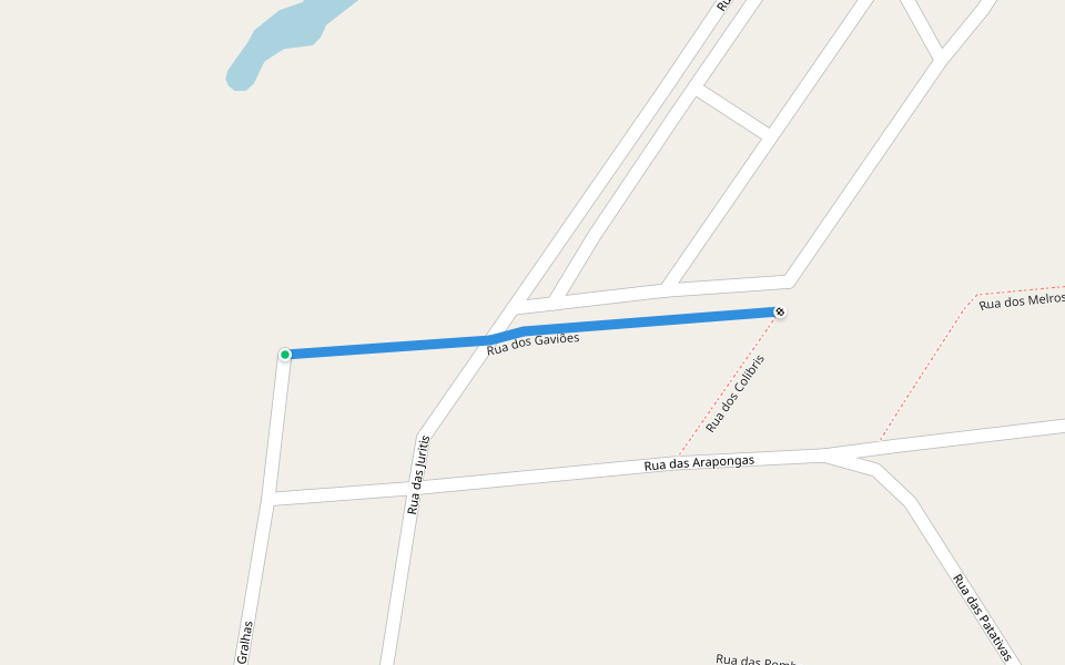 Rua dos Gaviões walking route map in Caldas Novas