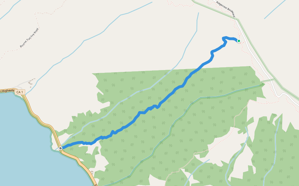 428 Trail walking route map in Bolinas