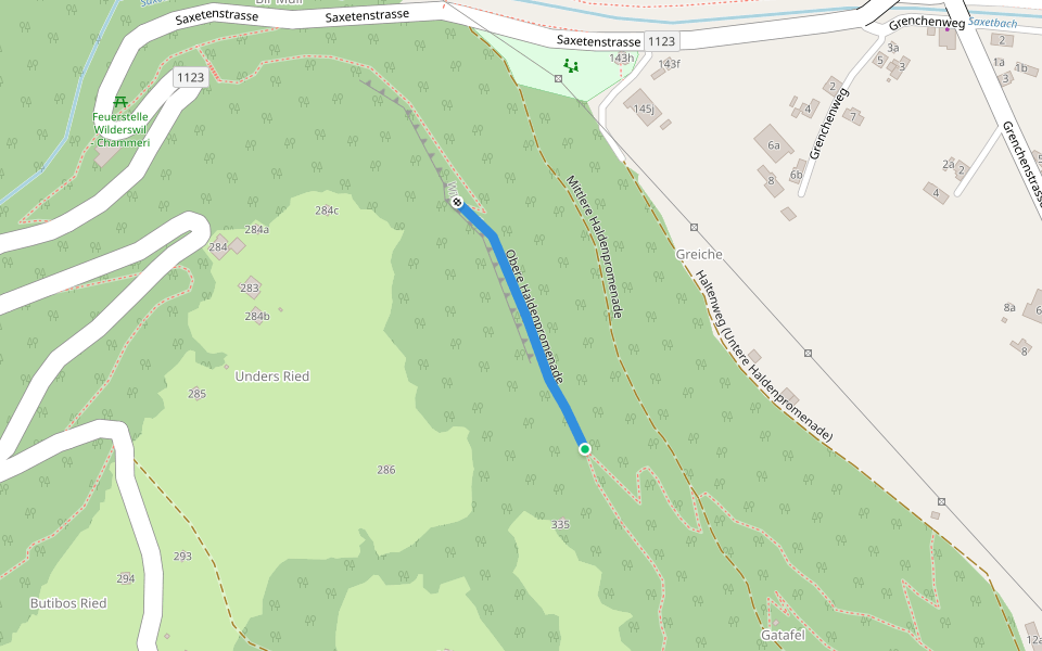 Obere Haldenpromenade walking route map in Wilderswil