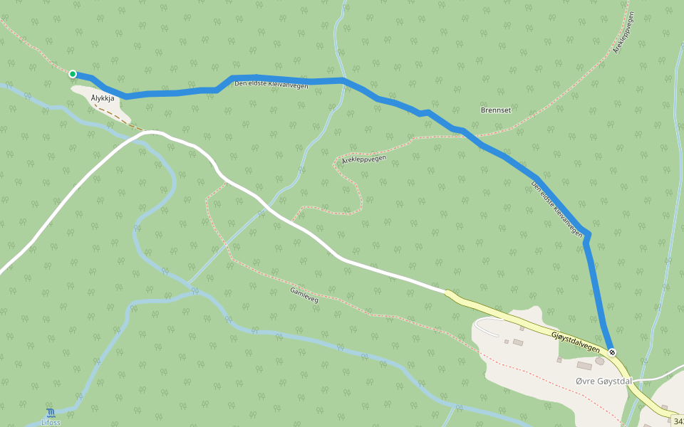 Den eldste Kleivanvegen walking route map in Maarem