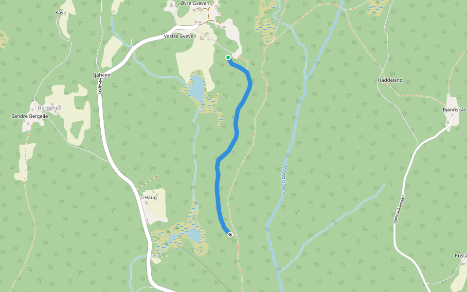 Grovsetervegen walking route map in Hovin