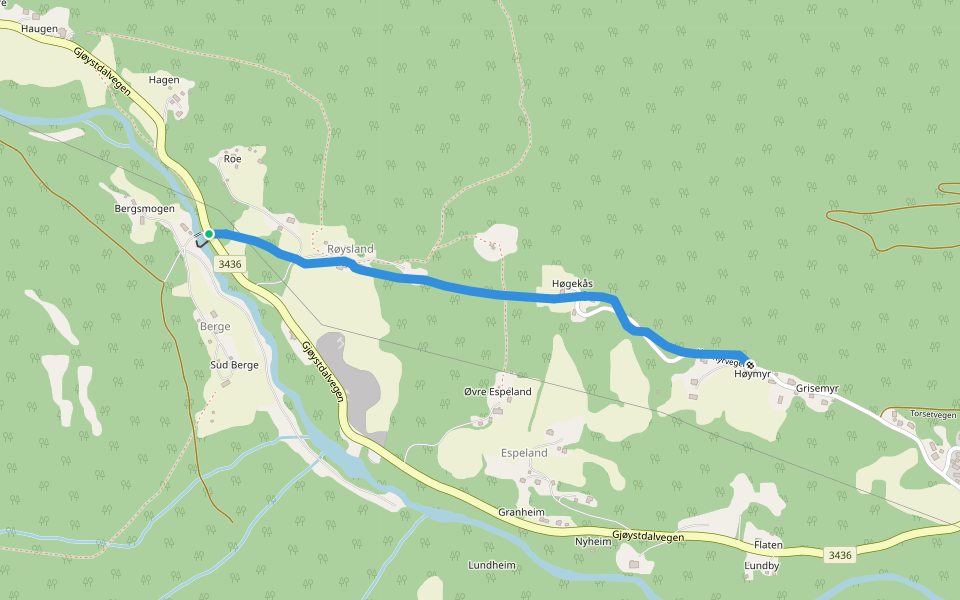 Høgekosvegen walking route map in Atrå