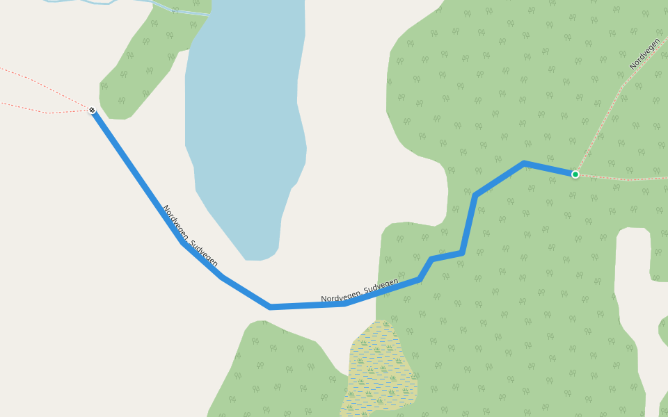 Nordvegen, Sudvegen walking route map in Austbygdi