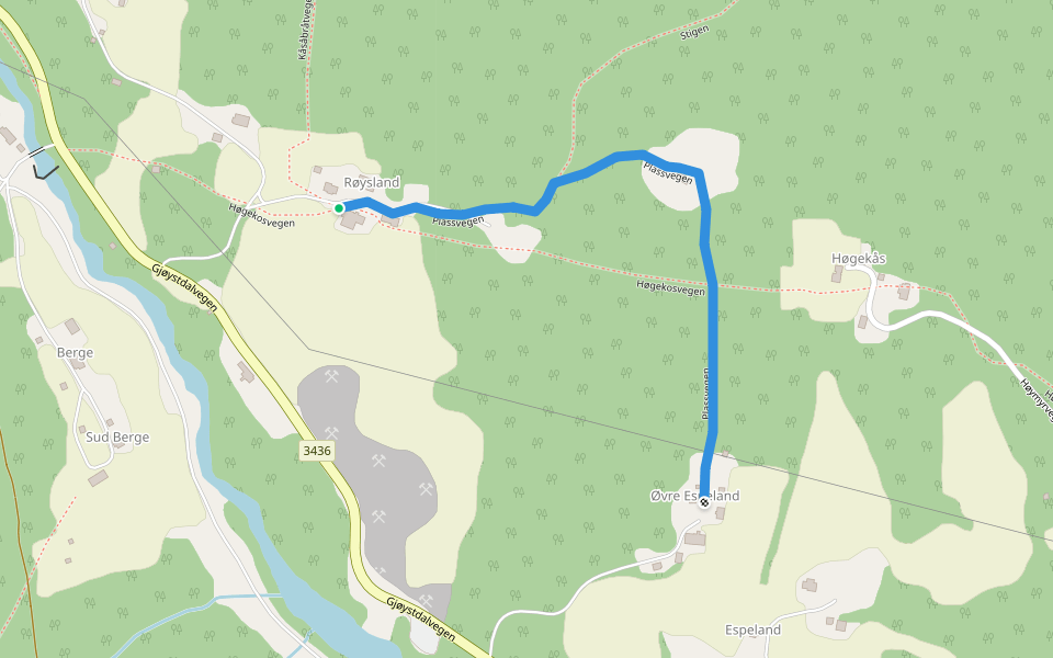 Plassvegen walking route map in Atrå