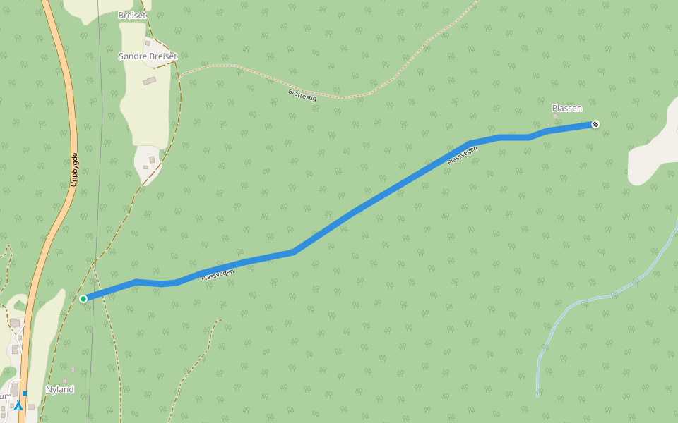 Plassvegen walking route map in Hovin