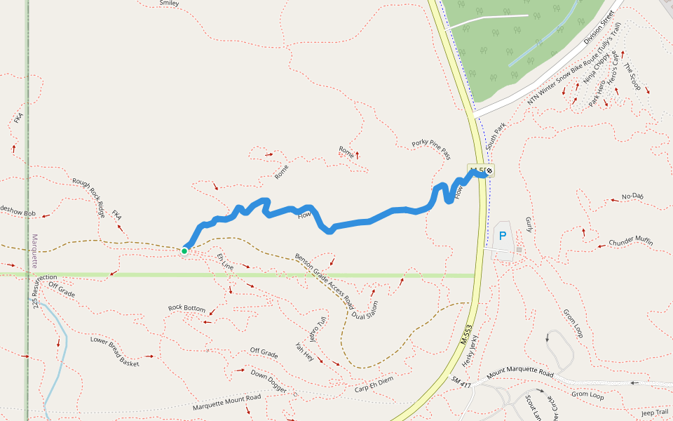 Flow walking route map in Marquette