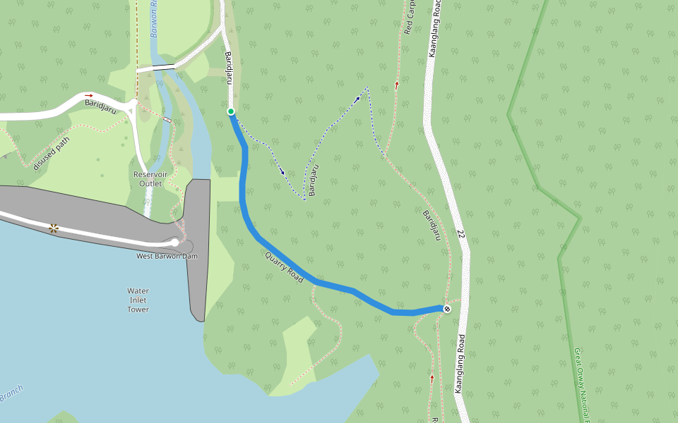 Quarry Road walking route map in Forrest