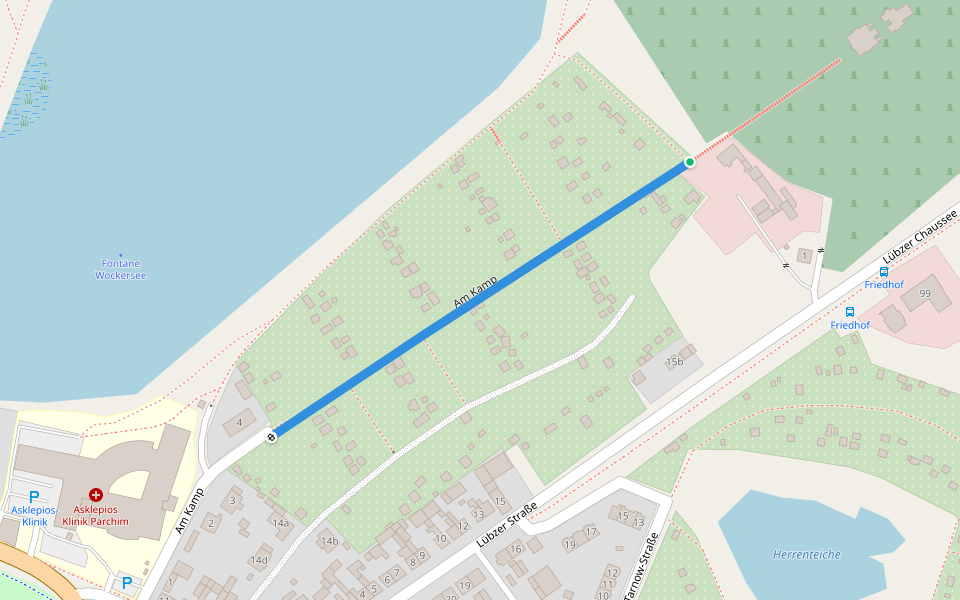 Am Kamp walking route map in Parchim