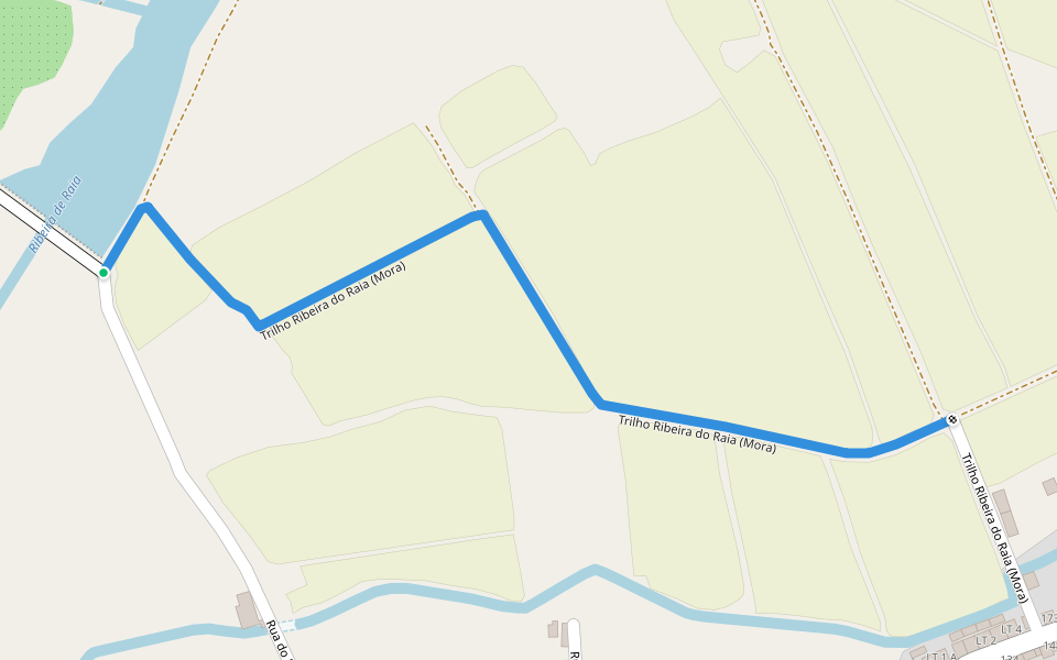 Trilho Ribeira do Raia (Mora) walking route map in Mora