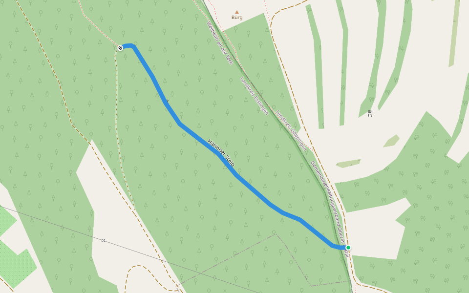 Häringer Steig walking route map in Gruibingen