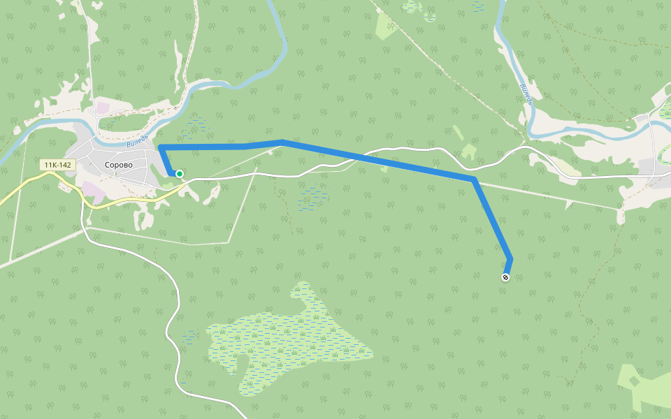 гр. посёлок walking route map in Sorovo