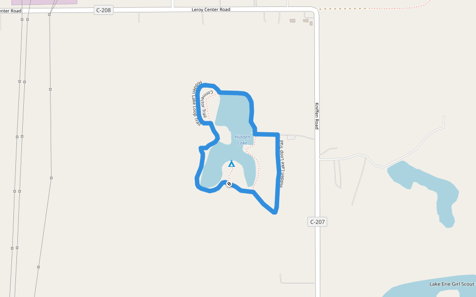 Hidden Lake Loop Trail walking route map in Painesville
