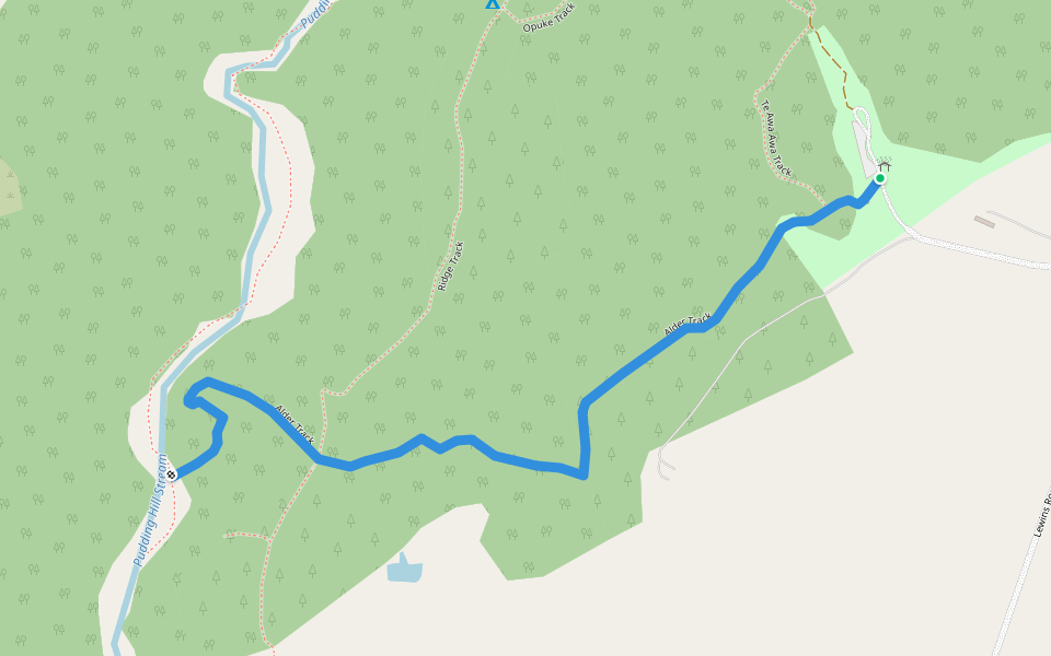 Alder Track walking route map in Pudding Hill