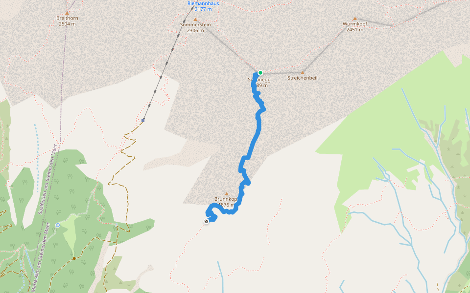 Schönegg-Tennhütte walking route map in Saalfelden