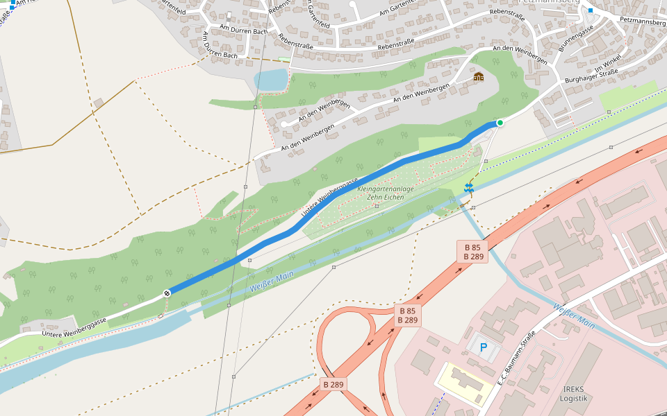 Untere Weinberggasse walking route map in Kulmbach