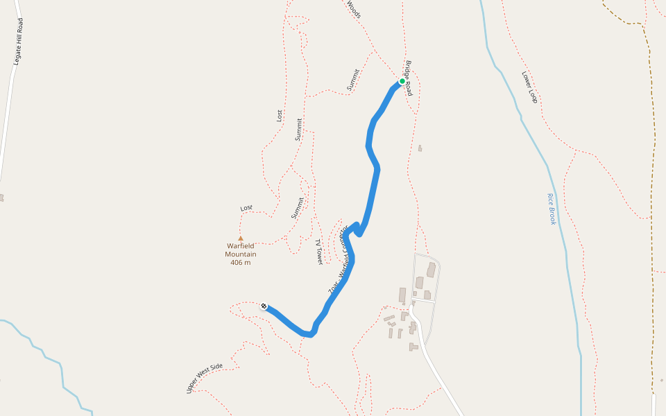 Zoar - Warfield Connector walking route map in Charlemont
