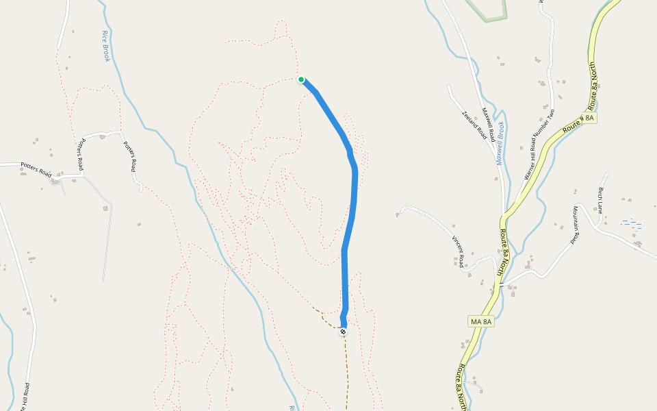 Riddel Trail walking route map in Charlemont