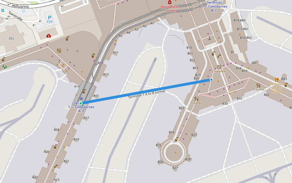 Terminal 1 A to B tunnel