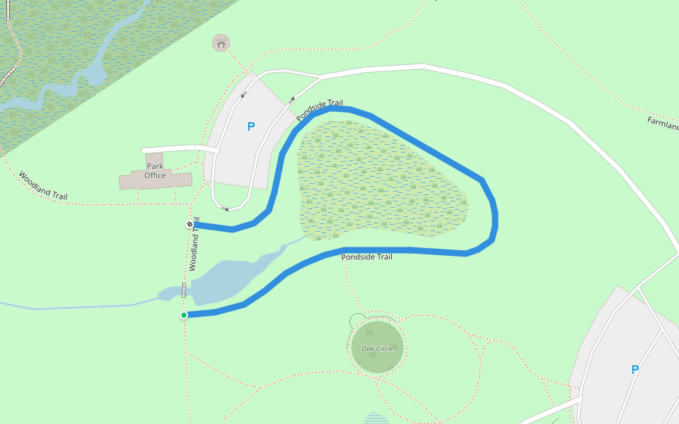 Pondside Trail walking route map in Village of Clarkston