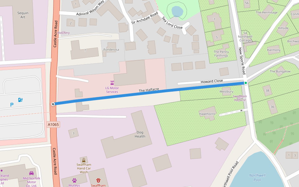 The Halfacre walking route map in Swaffham