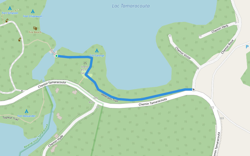 Veterans Trail walking route map in Mille-Isles
