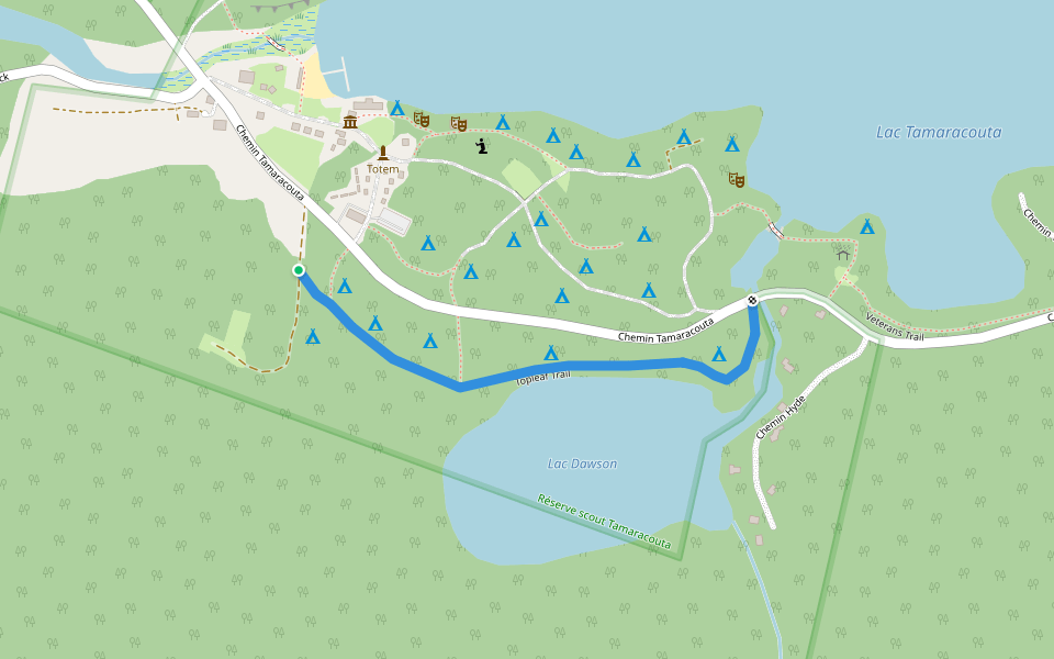 Topleaf Trail walking route map in Mille-Isles