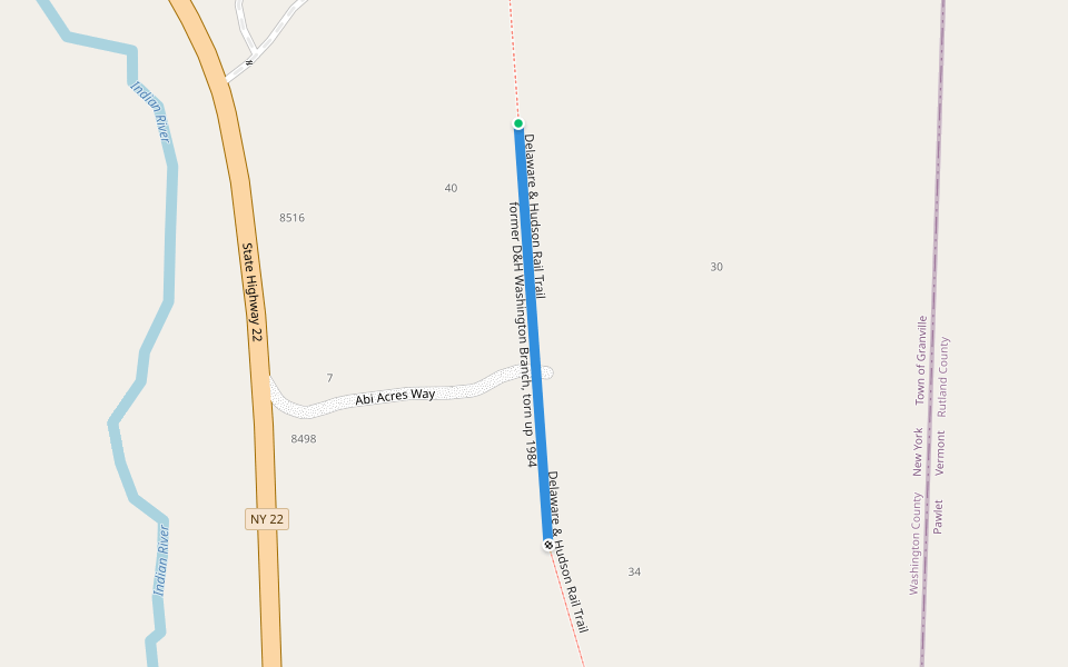 former D&H Washington Branch, torn up 1984 walking route map in Granville