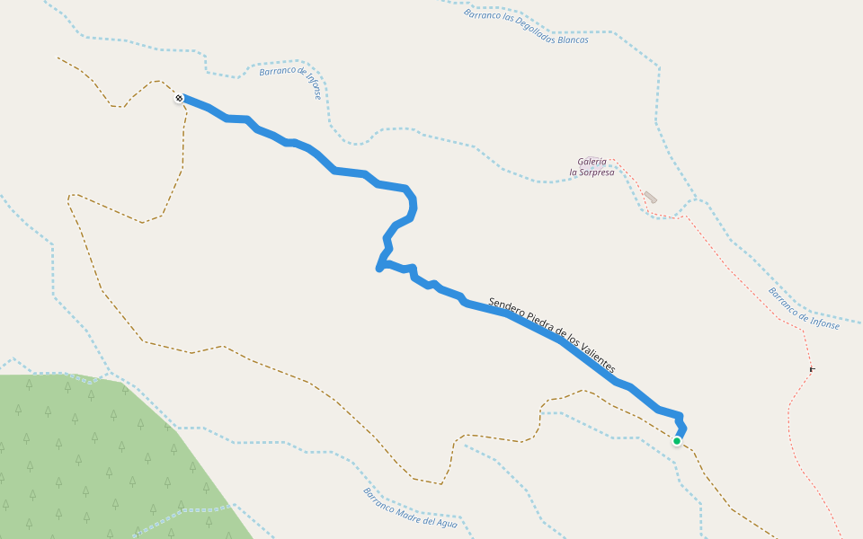 Sendero Piedra de los Valientes walking route map in Eritas