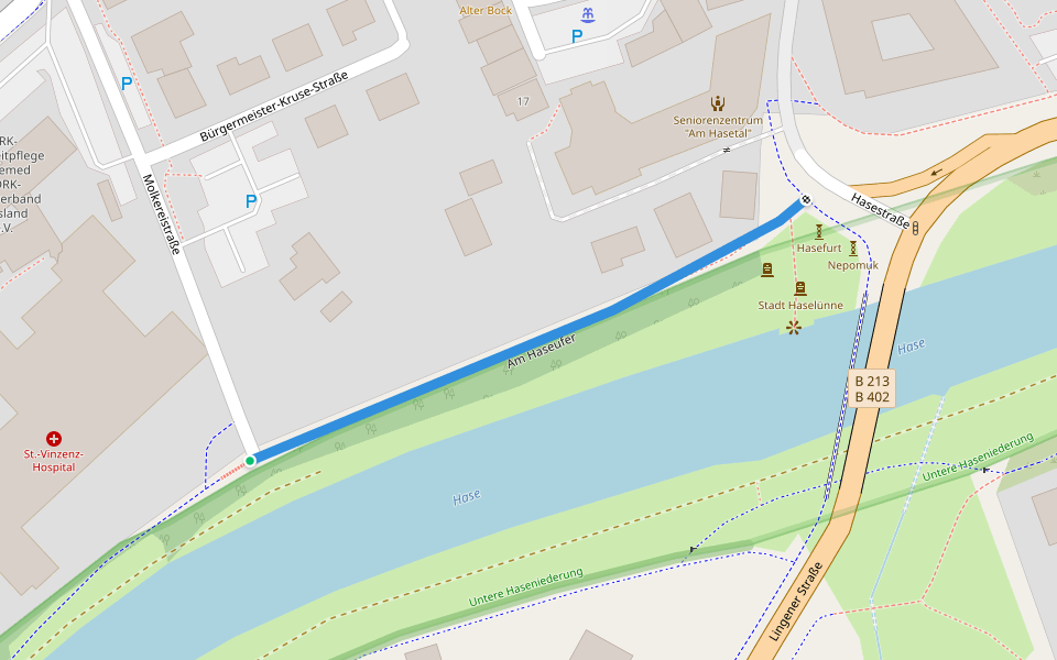 Am Haseufer walking route map in Haselünne