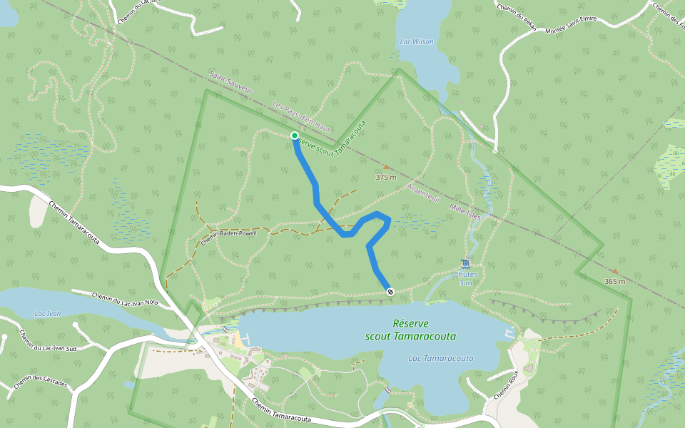 Orange Trail walking route map in Mille-Isles