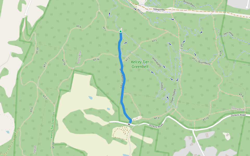KT 1 / Allison Track walking route map in Stony Rise