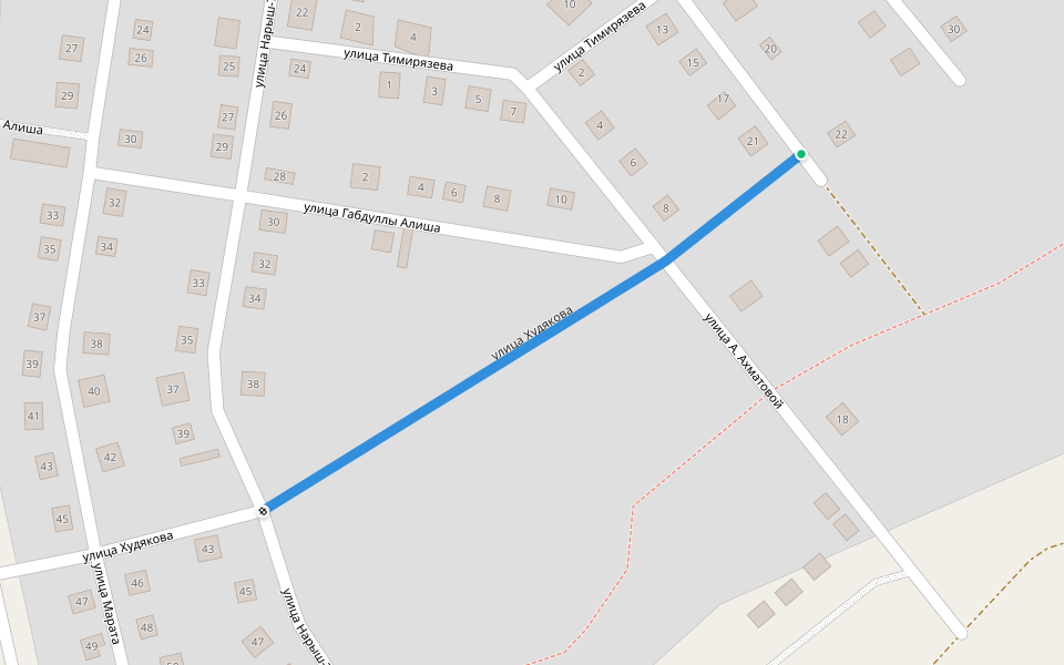 улица Худякова walking route map in Oktyabrsky