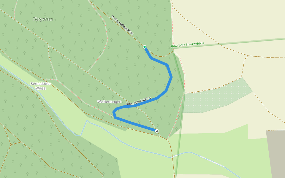 Downhill-Abfahrt walking route map in Ansbach