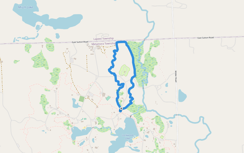 Pedro Red Loop walking route map in Metamora